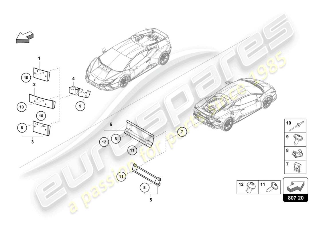 lamborghini tecnica (2023) licence plate holder part diagram