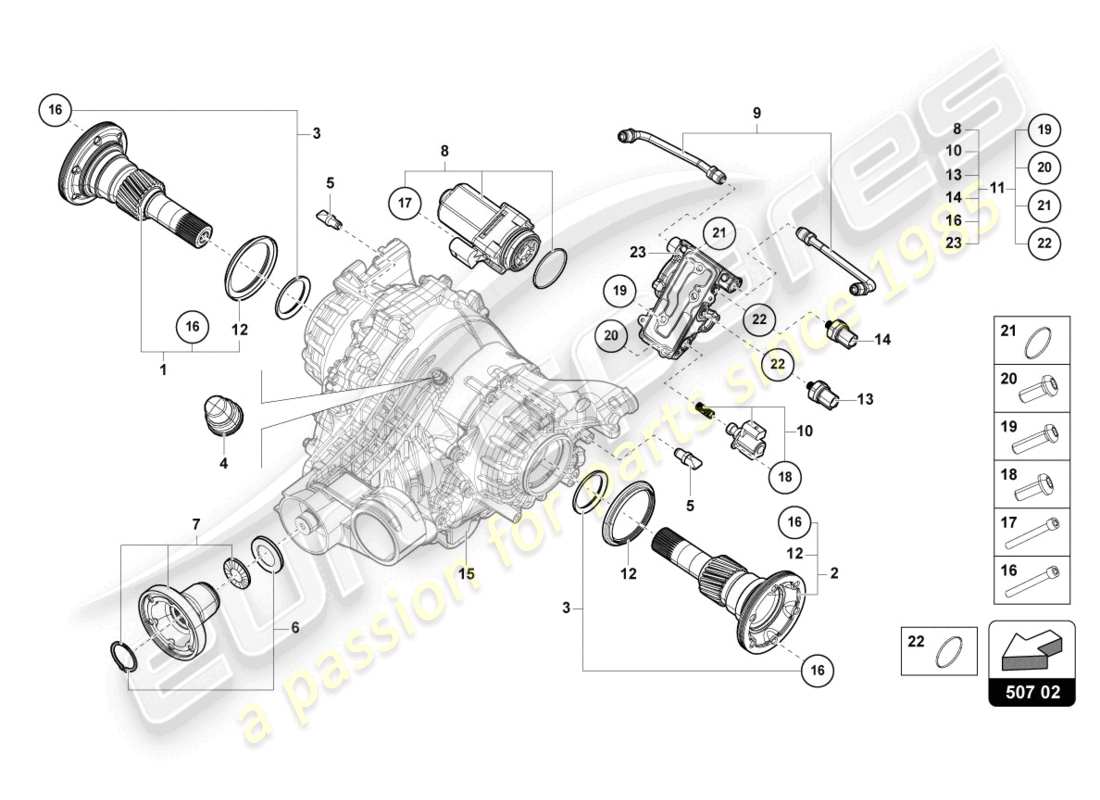 lamborghini urus performante (2024) for rear axle differential part diagram