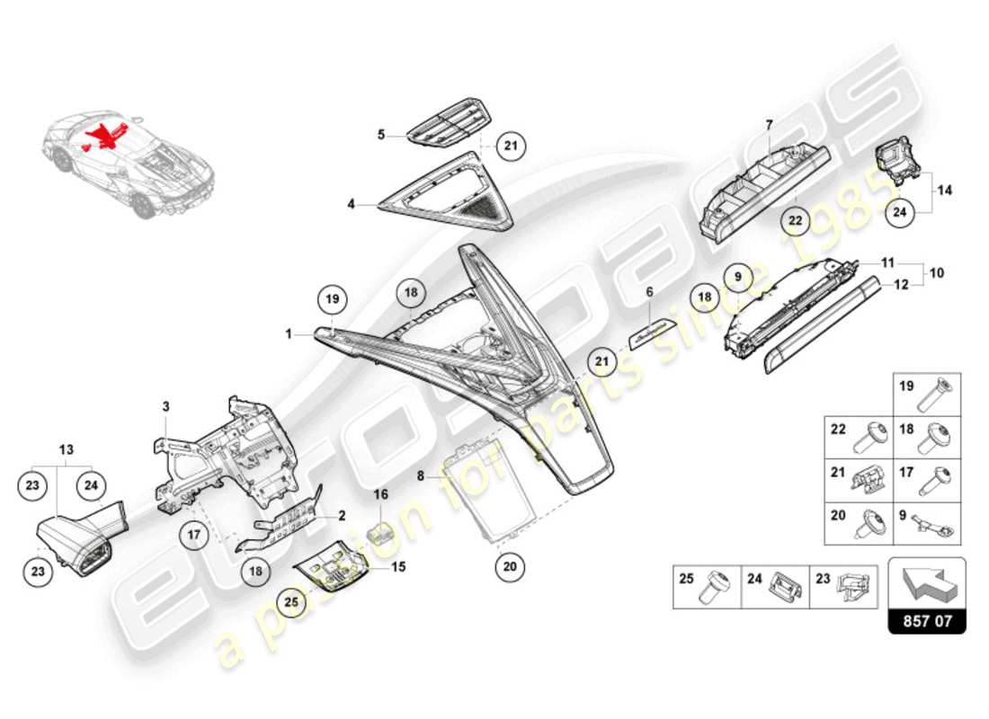 lamborghini revuelto coupe (2024) dashboard part diagram