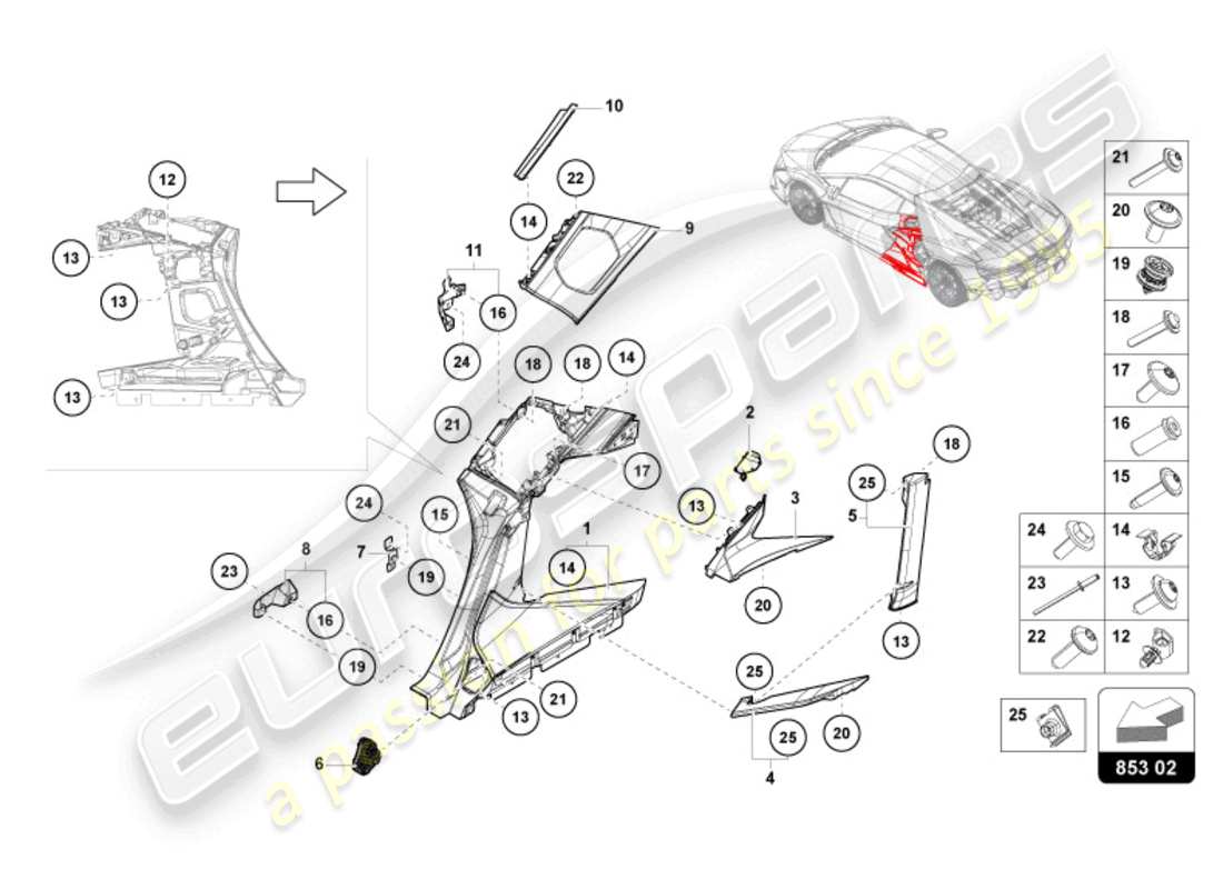 lamborghini revuelto coupe (2024) side member part diagram