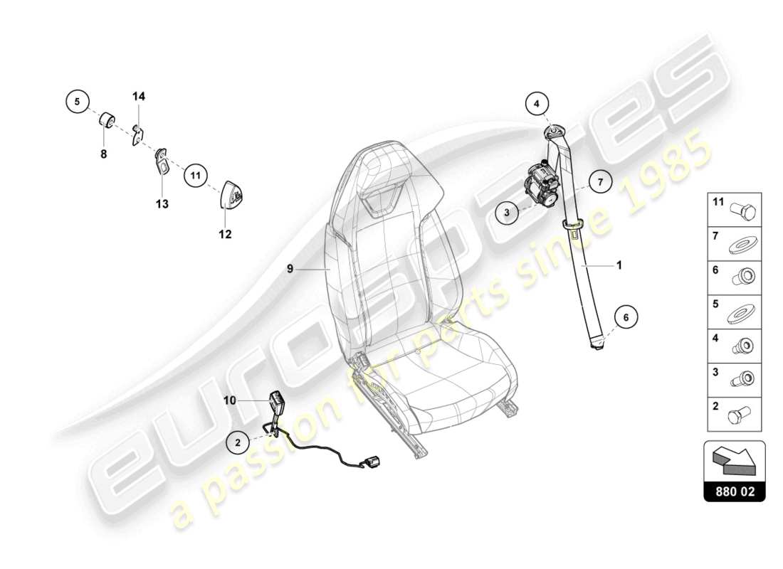 lamborghini tecnica (2023) seat belts part diagram