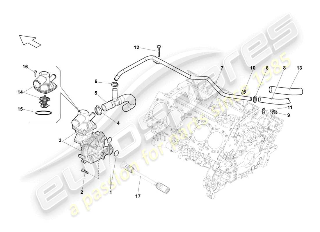 lamborghini superleggera (2008) coolant pump part diagram