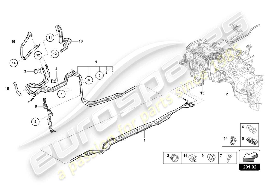 lamborghini urus performante (2023) 1 set fuel pipes part diagram