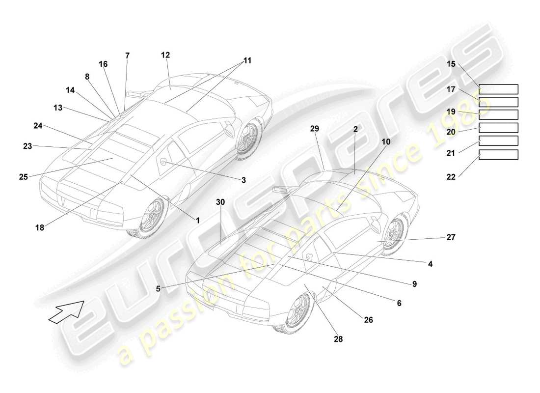 lamborghini lp640 coupe (2010) type plates part diagram