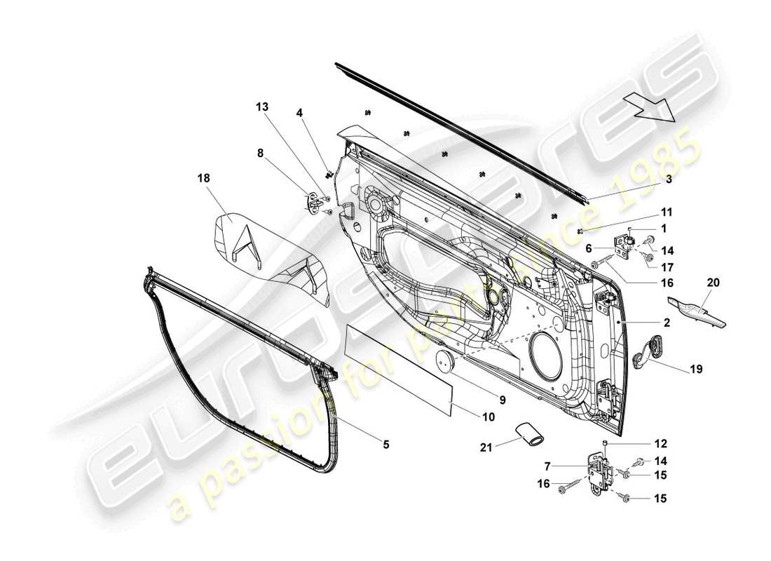 lamborghini superleggera (2008) door part diagram