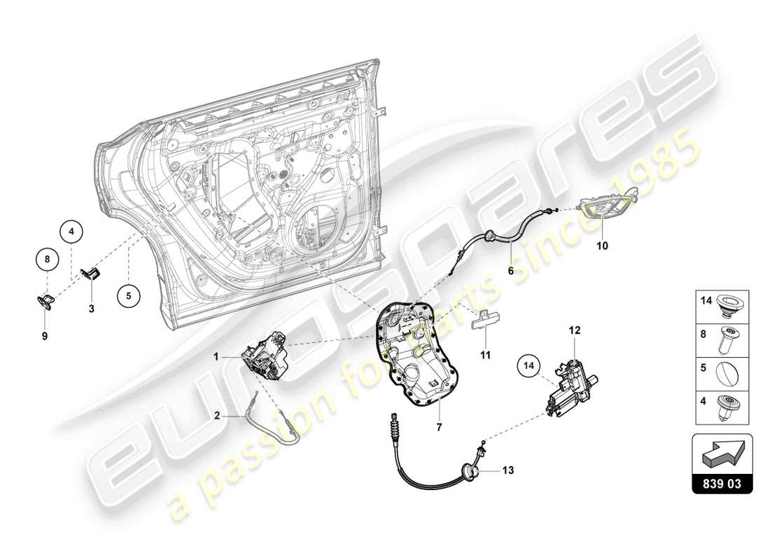 lamborghini urus (2020) door lock rear parts diagram