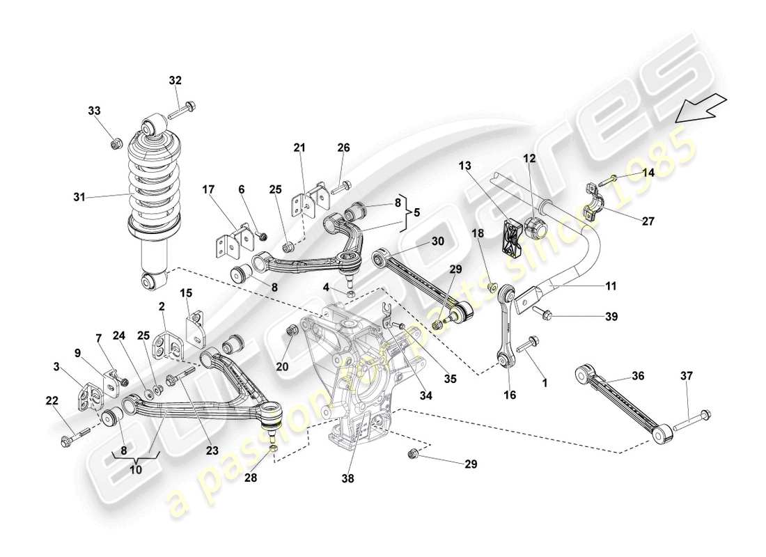 lamborghini lp550-2 spyder (2011) wishbone rear parts diagram