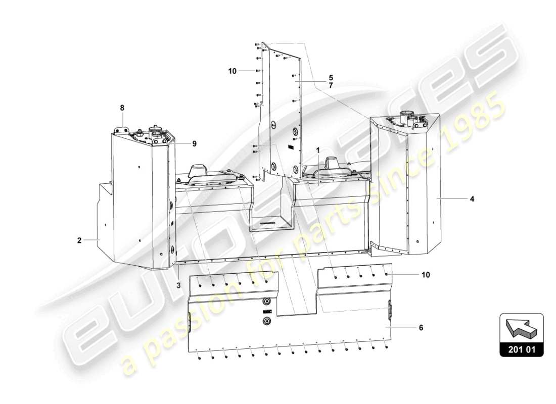 lamborghini 2018 (super trofeo evo) fuel tank part diagram