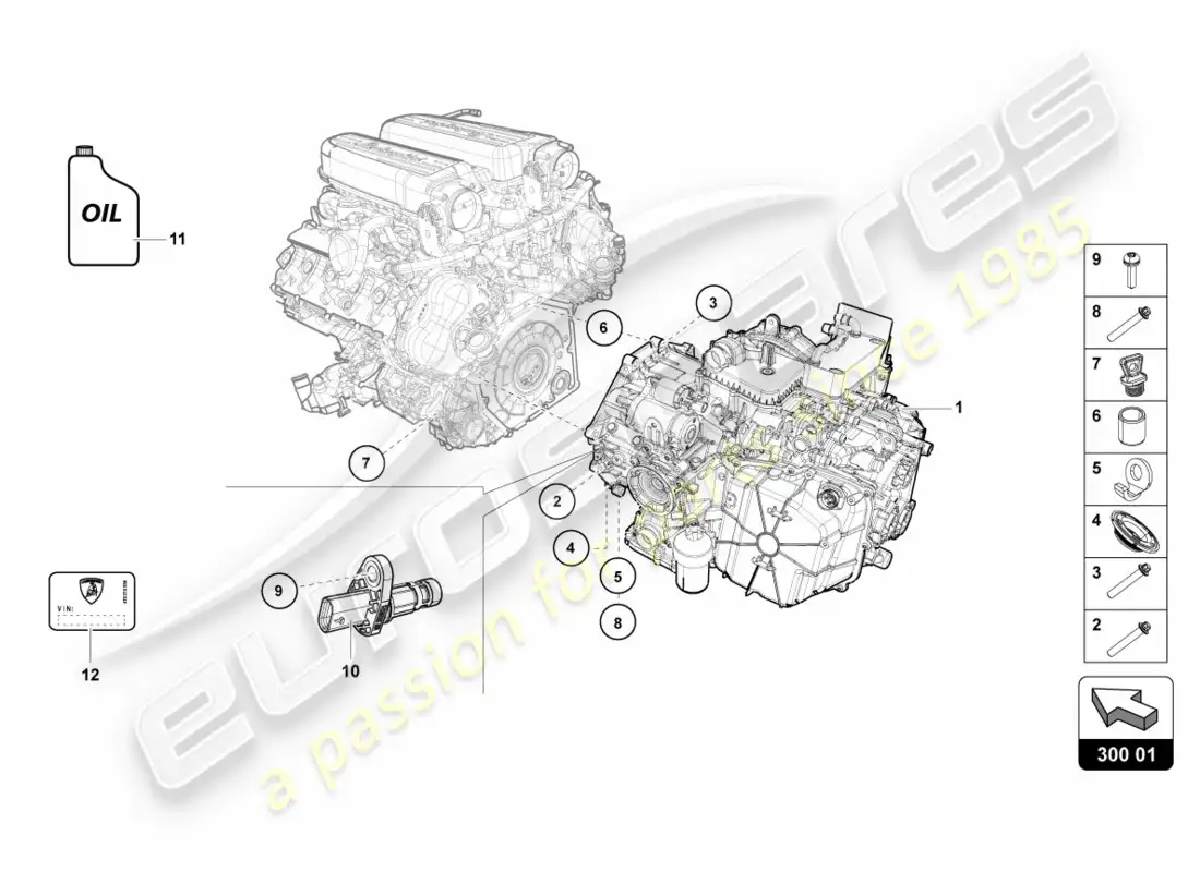 lamborghini lp600-4 zhong coupe (2015) automatic gearbox parts diagram