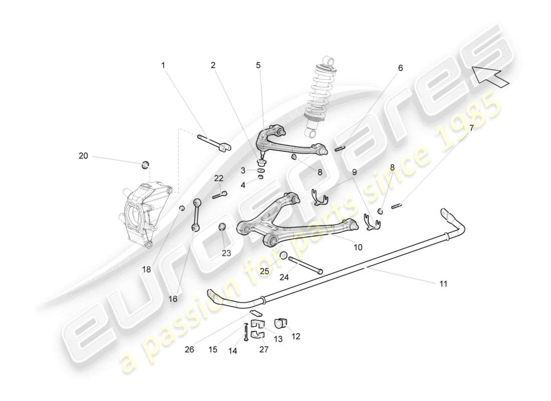 lamborghini gallardo spyder (2008) rear axle parts diagram