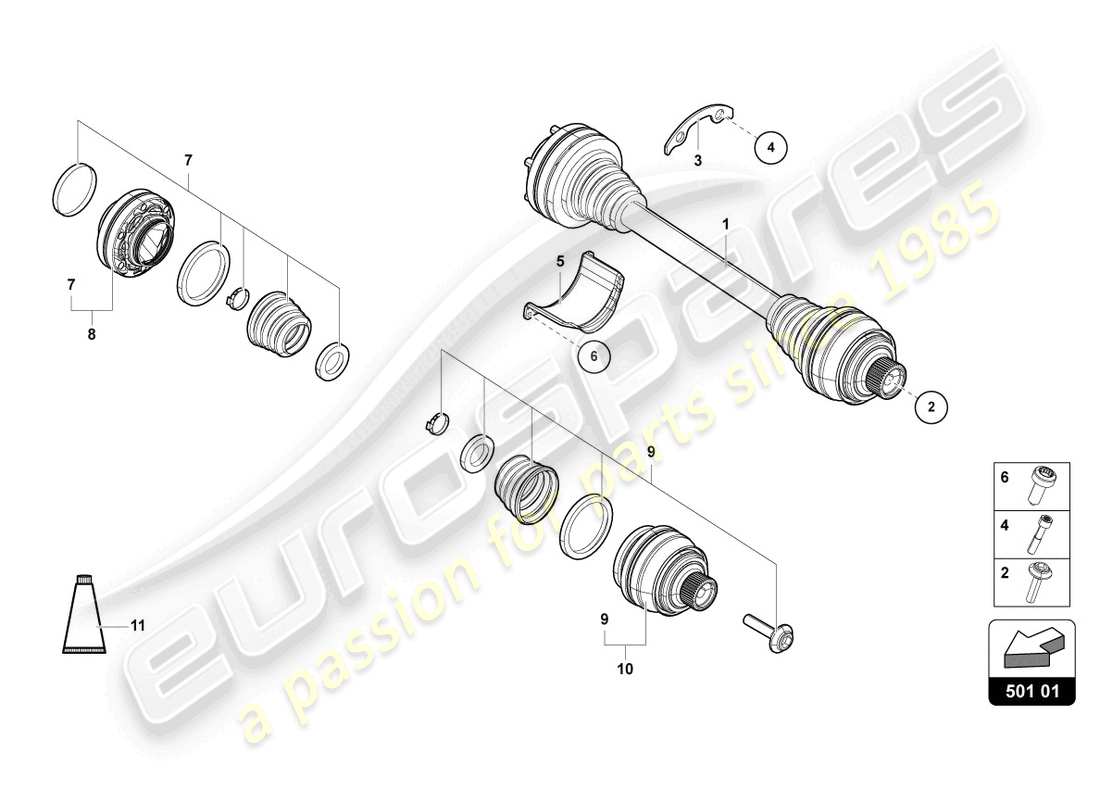 lamborghini urus (2019) axle shaft part diagram