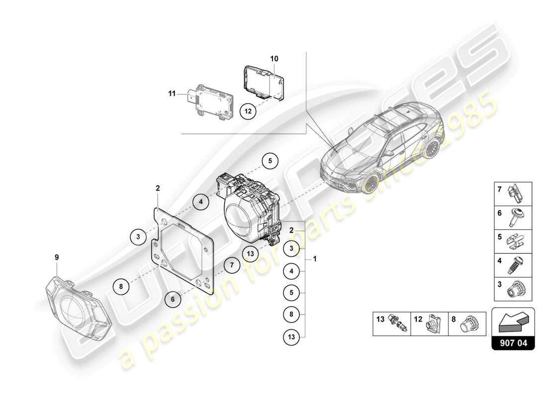 lamborghini urus (2020) radar sensor parts diagram