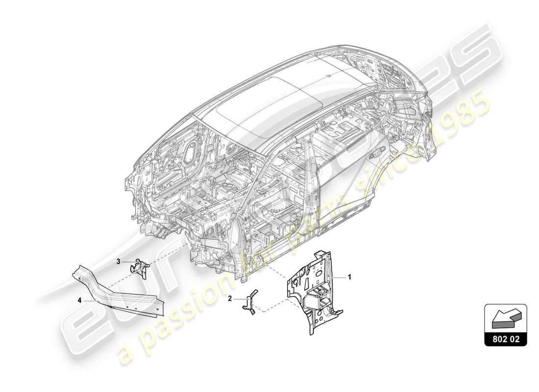 lamborghini urus s (2024) sectional parts for the side section parts diagram