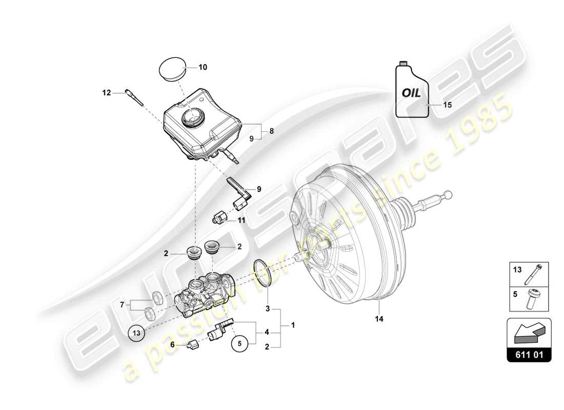 lamborghini urus (2022) tandem brake master cylinder parts diagram