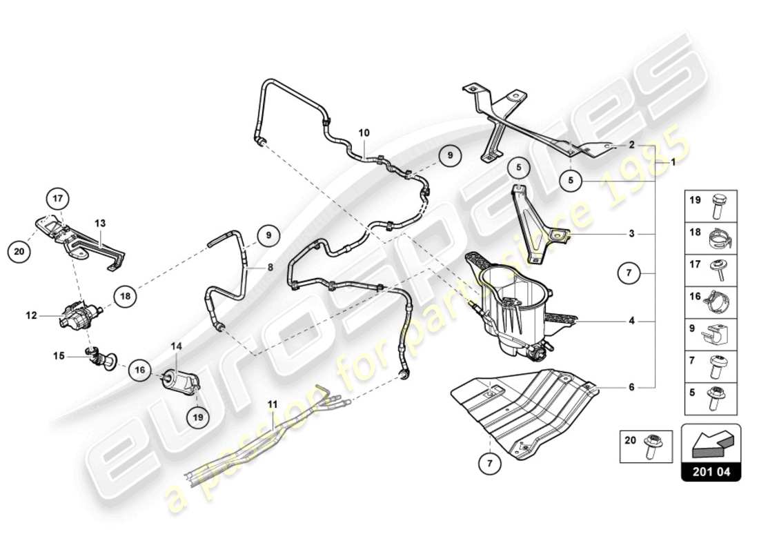 lamborghini urus performante (2023) vapour container for activated charcoal canister part diagram