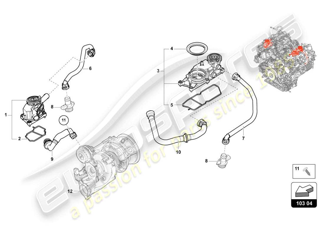 lamborghini urus performante (2023) ventilation for cylinder block part diagram