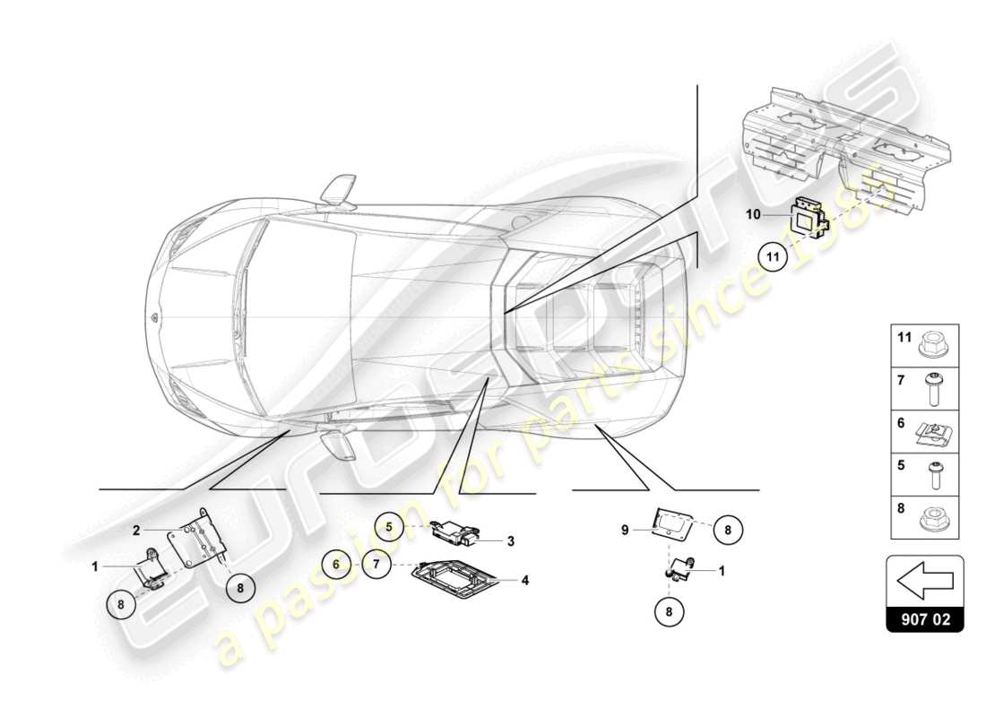 lamborghini tecnica (2023) pushbutton for tyre pressure warning part diagram