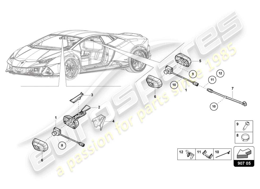 lamborghini tecnica (2023) electrical parts for video recording and telemetry system part diagram