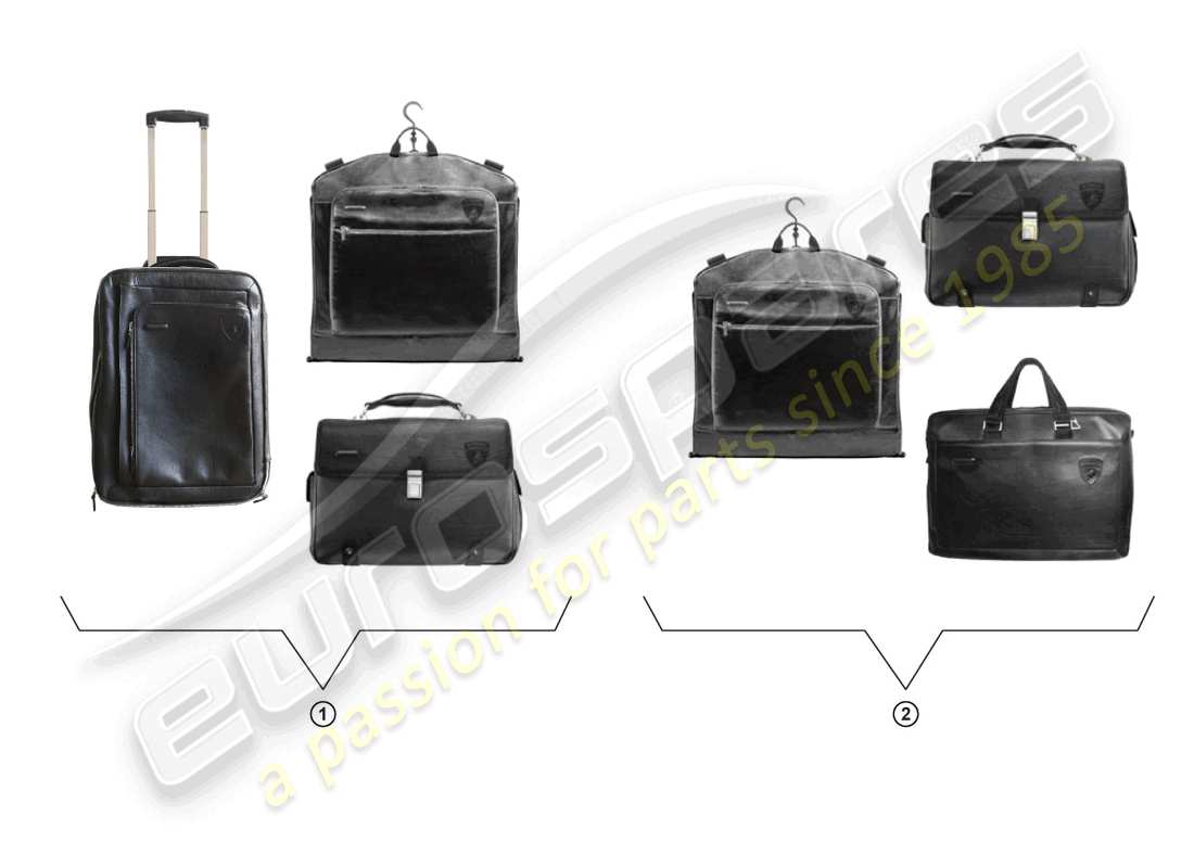 lamborghini gallardo coupe (accessories) travel bags set part diagram