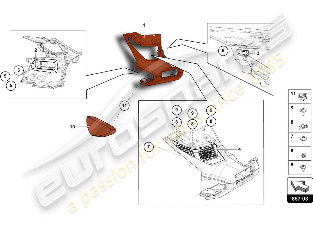 lamborghini 2022 (ultimae) instrument panel part diagram