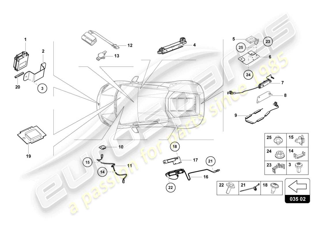 lamborghini evo spyder 2wd (2023) loudspeaker parts diagram