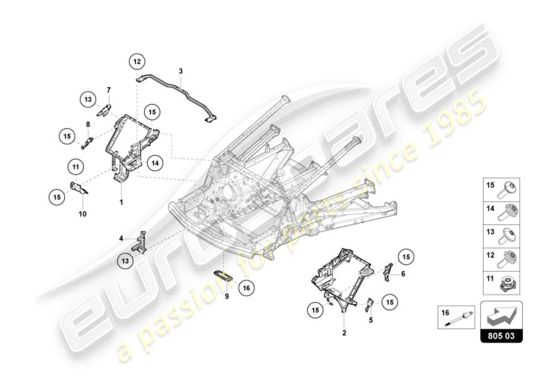 lamborghini revuelto coupe (2024) chassis rear part diagram