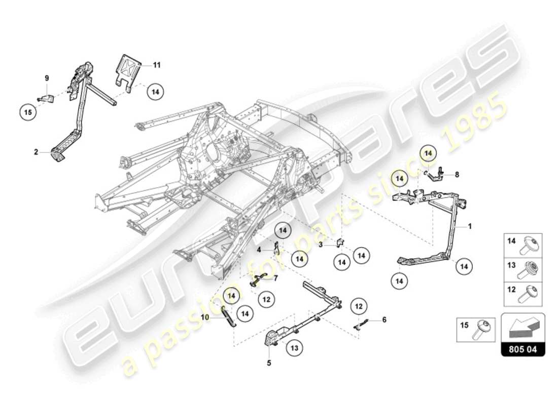 lamborghini revuelto coupe (2024) frame rear part diagram