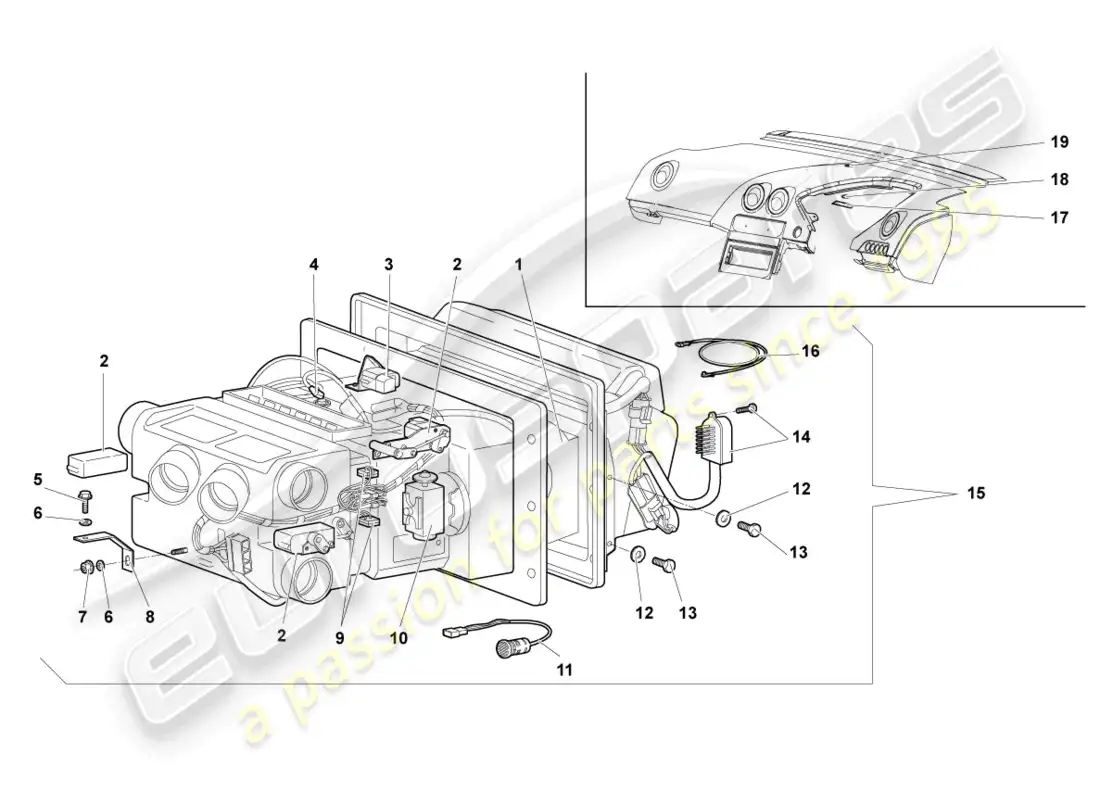 lamborghini murcielago roadster (2005) air conditioning rhd parts diagram