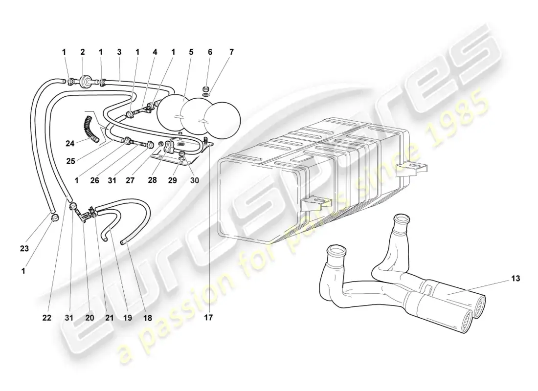 lamborghini murcielago roadster (2005) vacuum system parts diagram