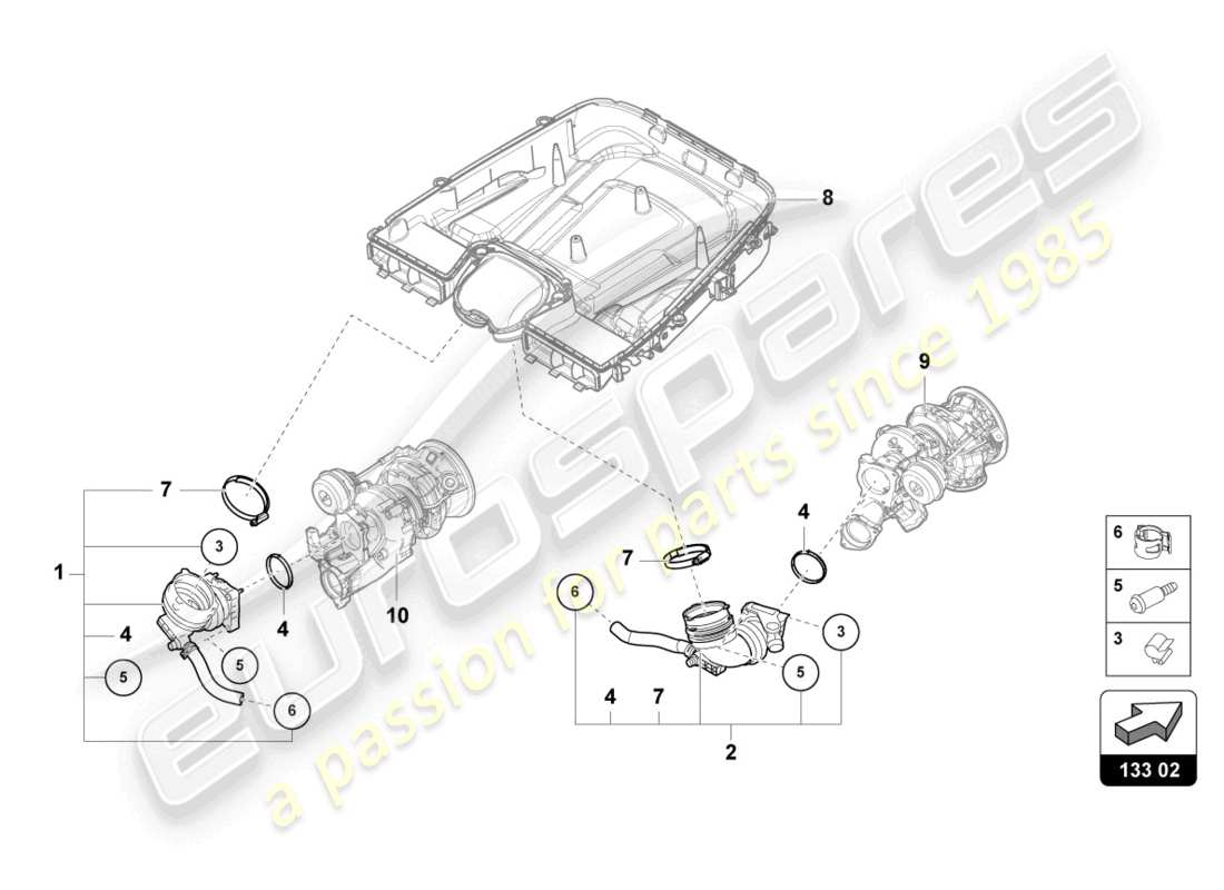 lamborghini urus performante (2023) intake connection part diagram