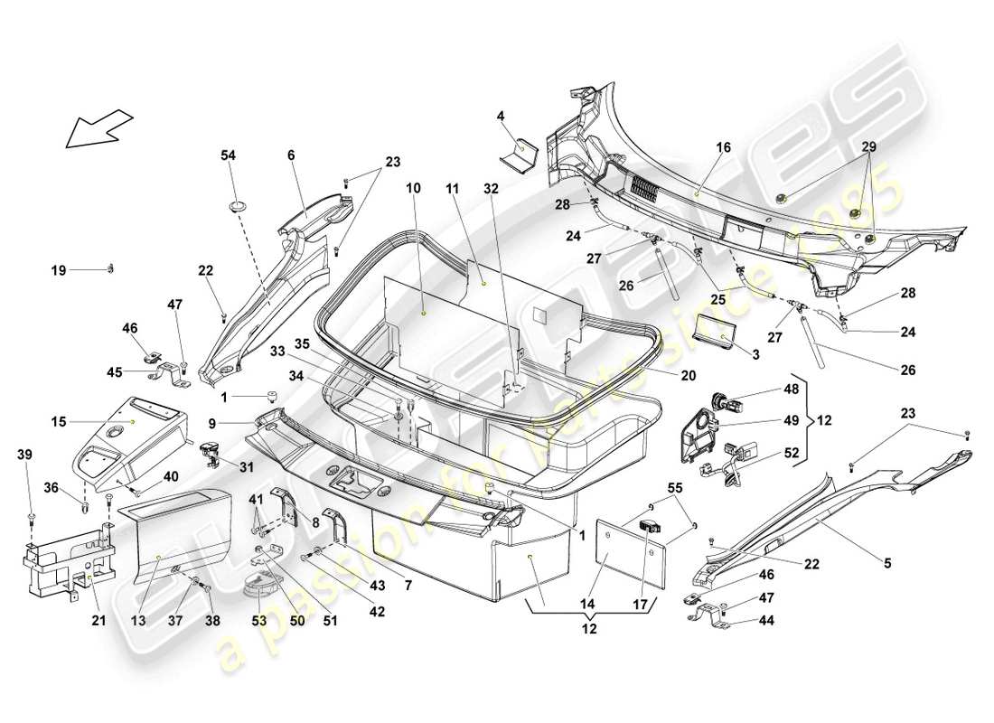 lamborghini lp560-4 spider (2011) cross panel with scuttle parts diagram