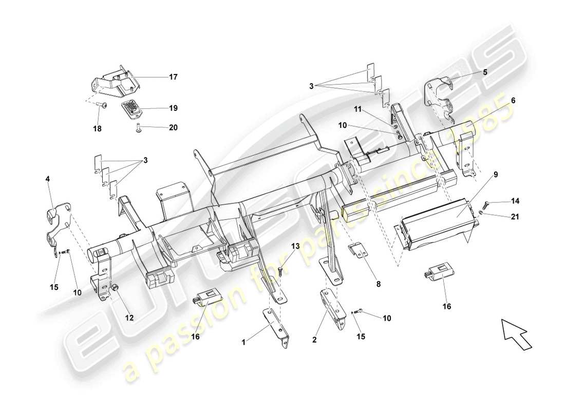 lamborghini lp560-4 coupe fl ii (2013) cross member for dash panel part diagram