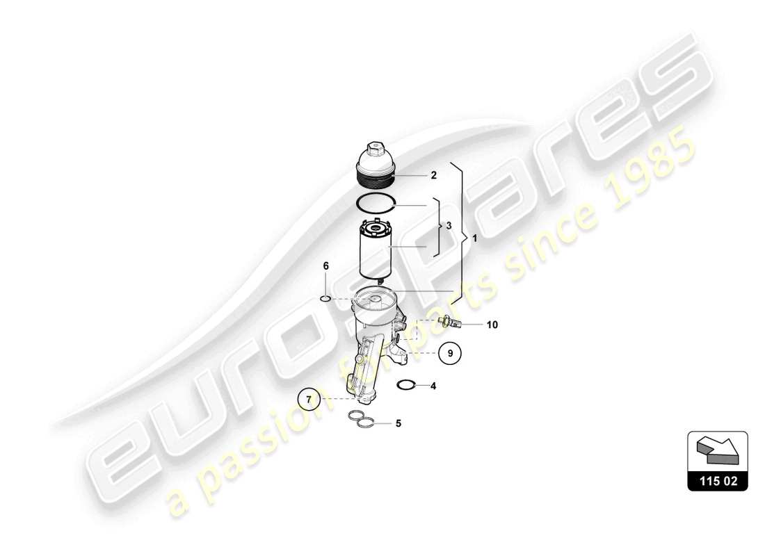 lamborghini 2018 (super trofeo evo) oil filter part diagram