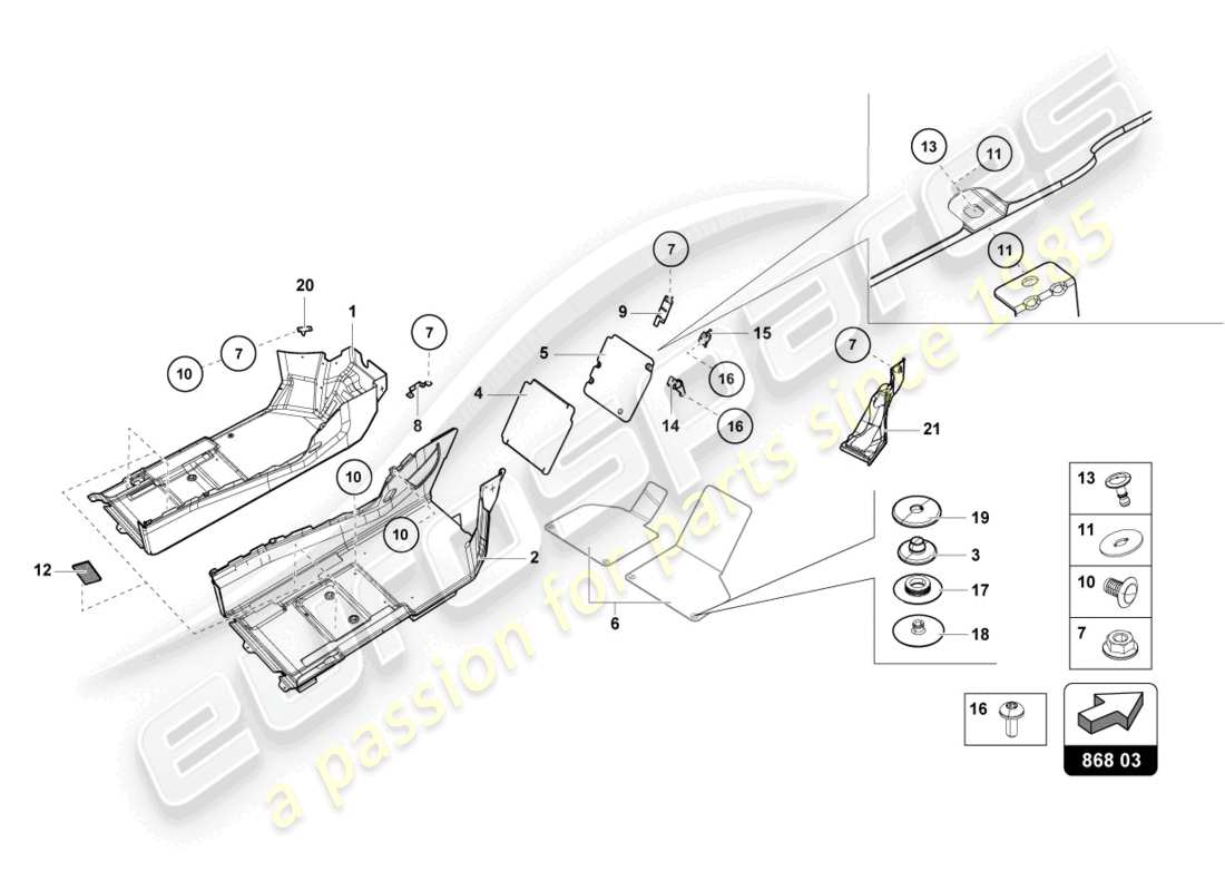 lamborghini evo coupe (2023) noise insulation plate inner part diagram