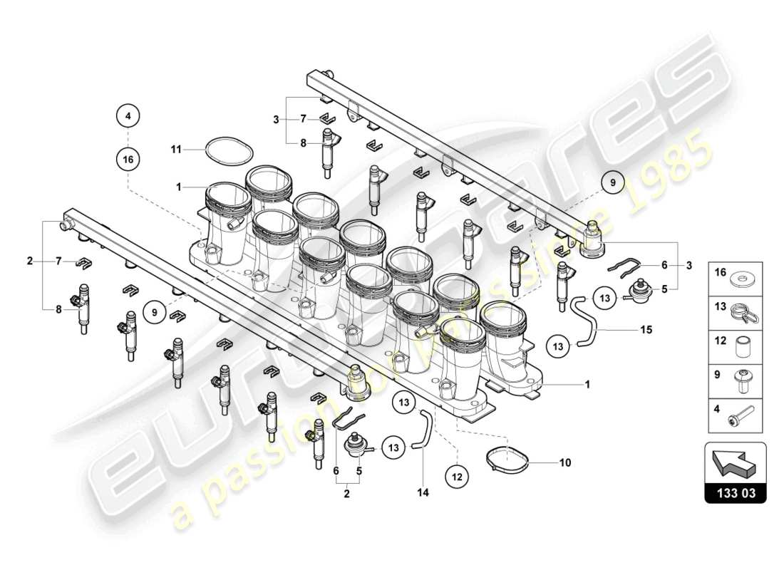 lamborghini 2022 (lp770-4 svj roadster) intake manifold parts diagram