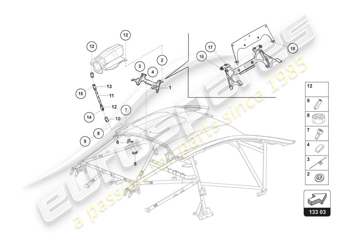 lamborghini 2018 (super trofeo evo) airscoop support part diagram