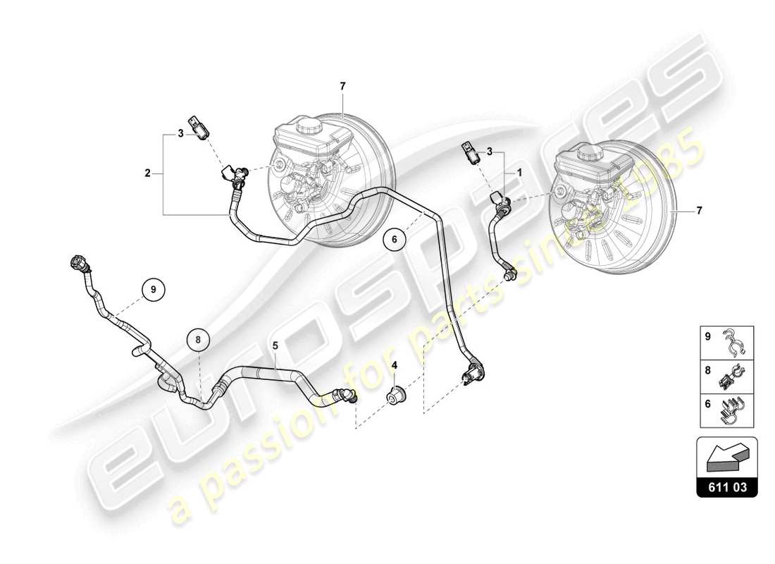 lamborghini urus (2019) vacuum hoses for brake servo part diagram