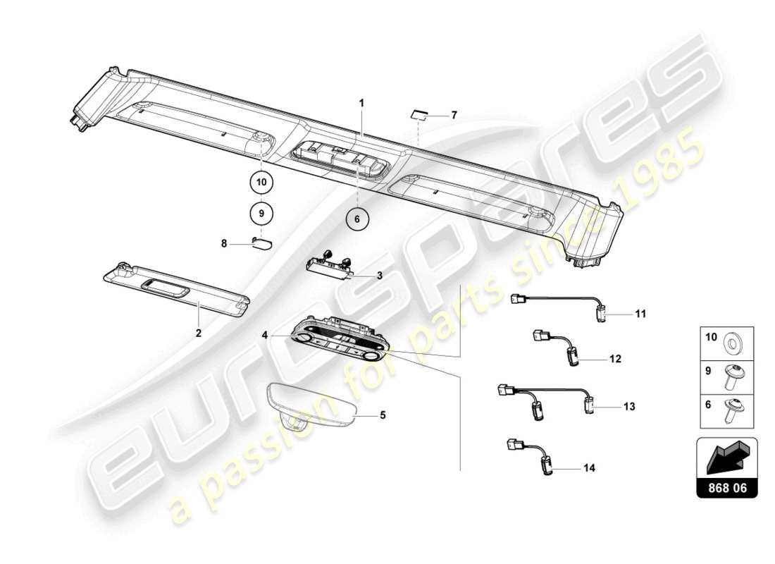 lamborghini evo spyder (2022) front panel trim part diagram