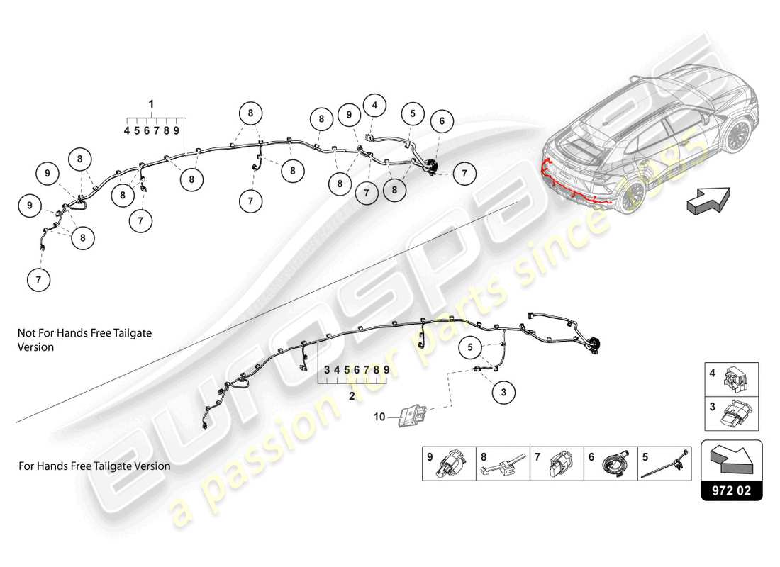 lamborghini urus s (2024) wiring set for bumper rear part diagram