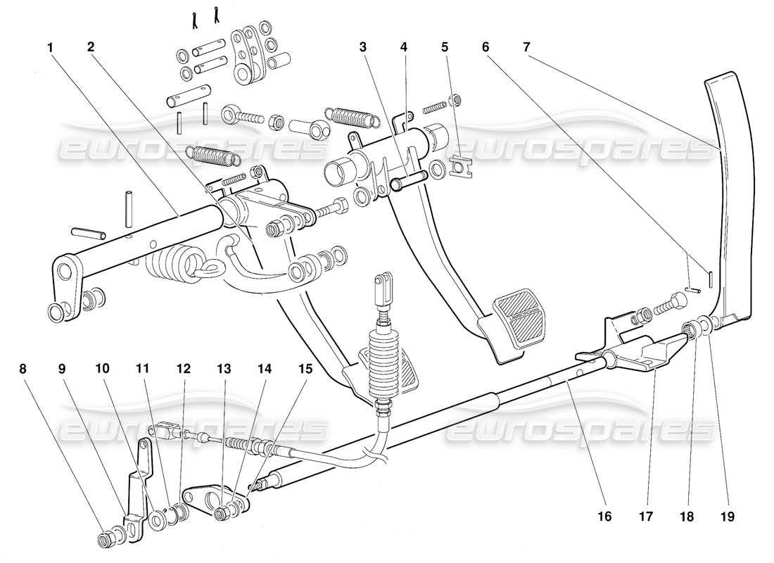 lamborghini diablo (1991) pedals (valid for gb version - october 1991) parts diagram