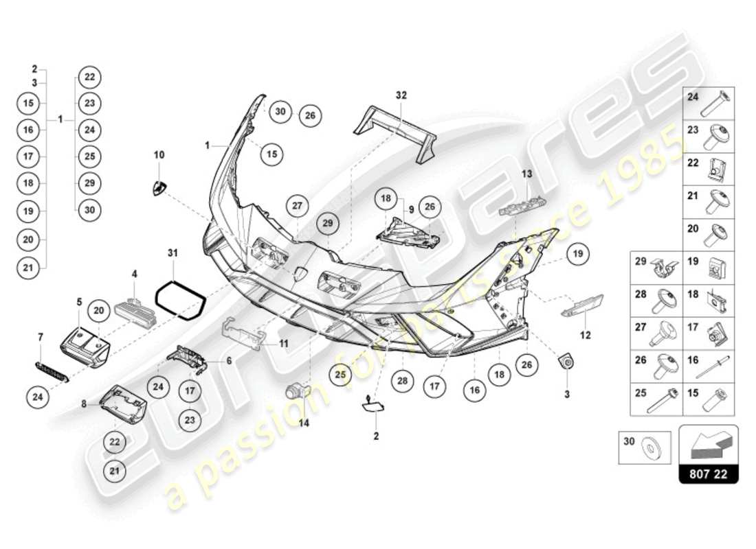 lamborghini sterrato (2024) bumper front parts diagram