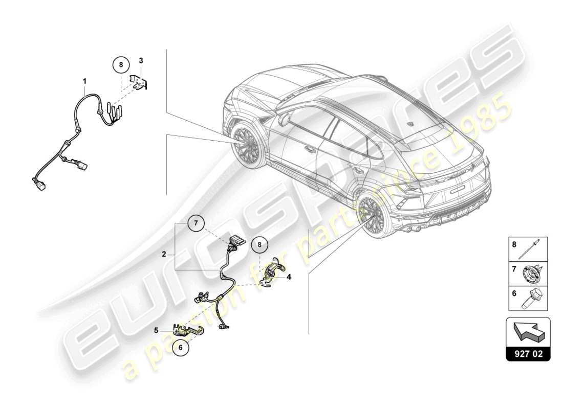 lamborghini urus performante (2024) wiring harness for anti-lock brakesystem -abs- part diagram