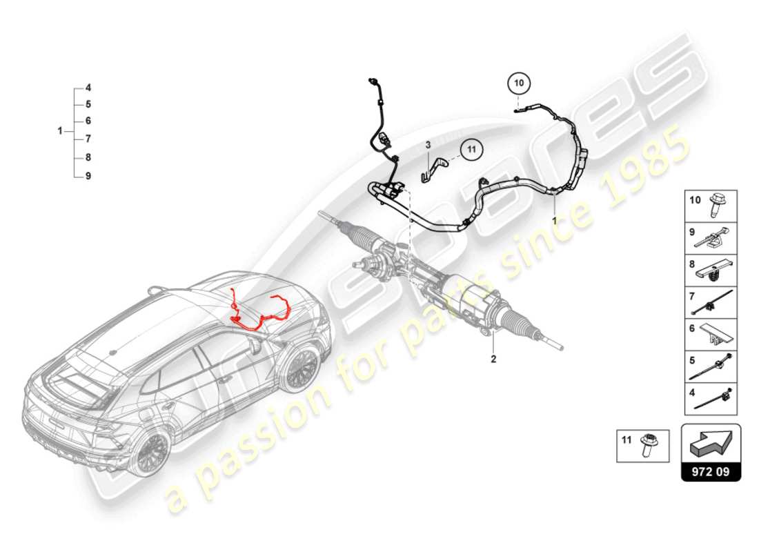 lamborghini urus performante (2024) wiring set for active steering front part diagram