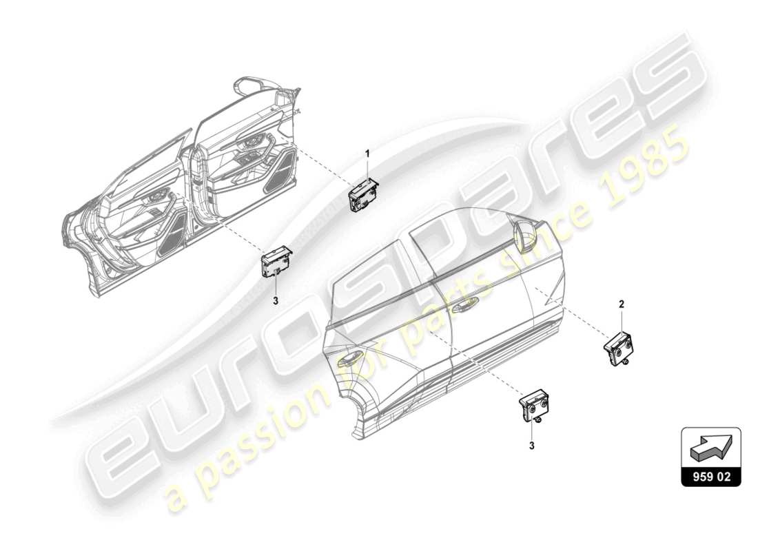 lamborghini urus performante (2024) door control unit part diagram