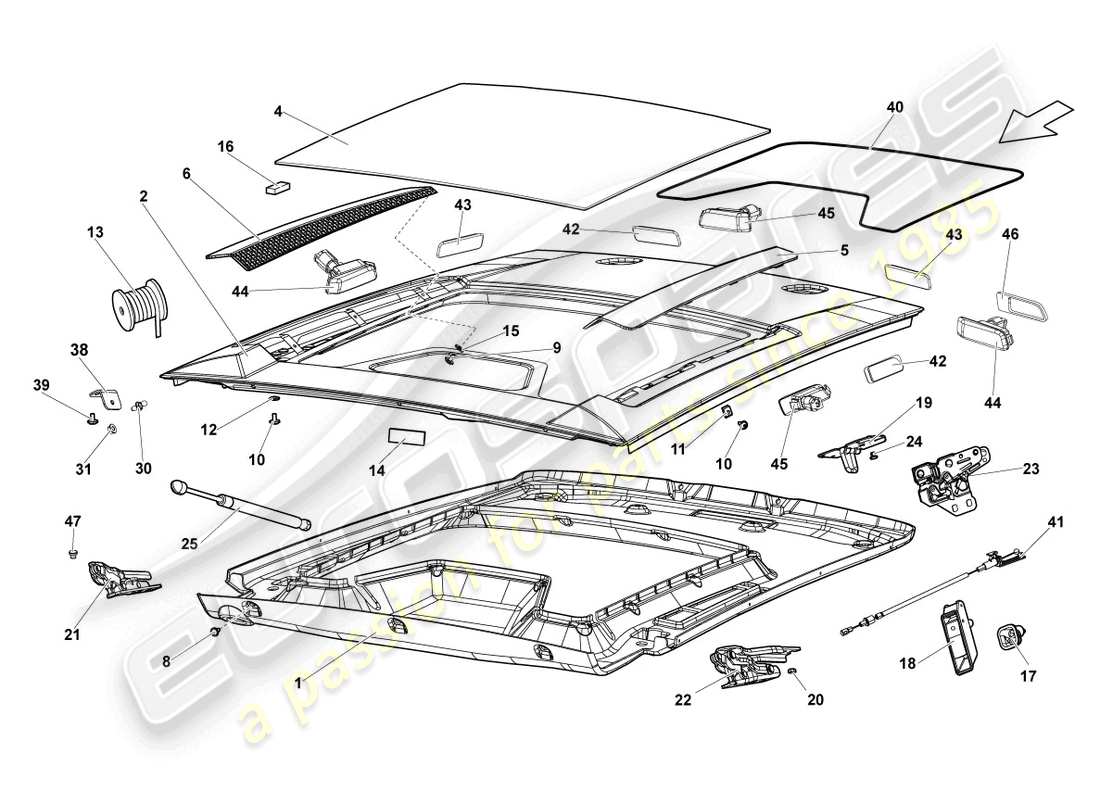 lamborghini lp560-4 coupe fl ii (2013) rear lid transparent part diagram