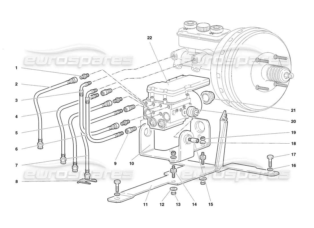 lamborghini diablo sv (1998) electrohydraulic abs ecu parts diagram