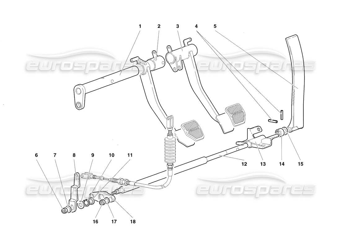 lamborghini diablo sv (1998) pedals (valid for gb - november 1998) part diagram