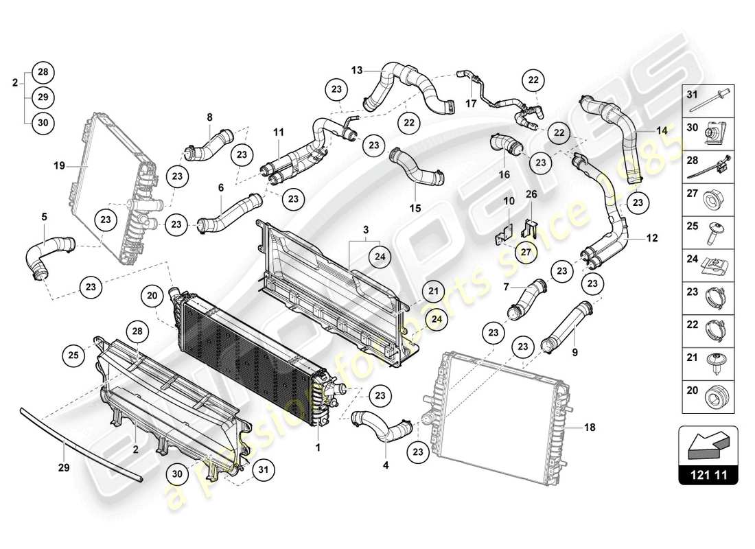 lamborghini 2022 (sto) cooler for coolant part diagram