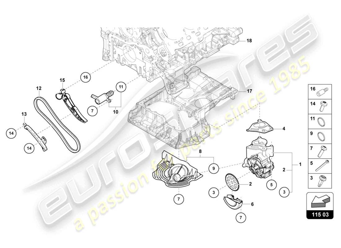 lamborghini urus performante (2023) oil pump part diagram