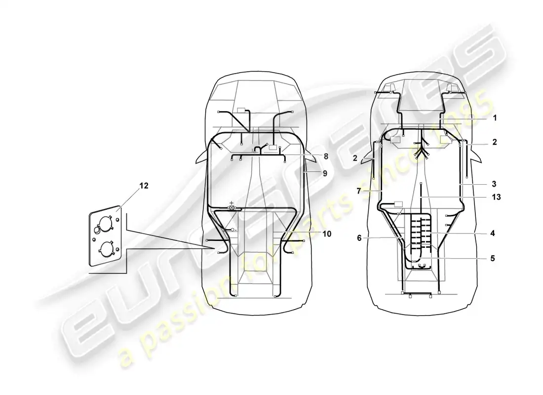 lamborghini murcielago roadster (2005) central wiring set parts diagram